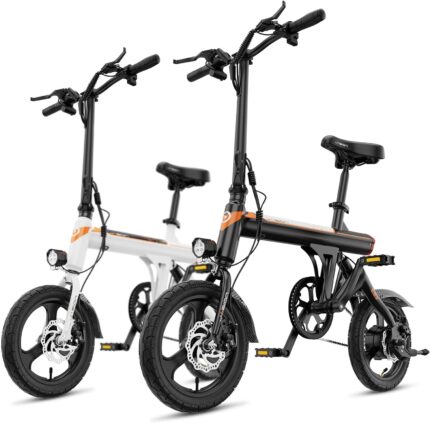 Jasion EB3 Electric Bike Adults 21mph,500W Peak Motor,270Wh Battery,Rear Suspension,3 Levels Assist,14" Folding Ebike for Adults and Teens,Complies to UL2849