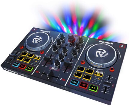 Numark Party Mix ?C Starter DJ Controller with BuiltIn Sound Card Light Show,and DJ Software Included for Download