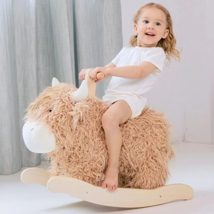 JOLIE VALL??E TOYS & HOME Baby Rocking with Wicker Plush Wooden Ride On