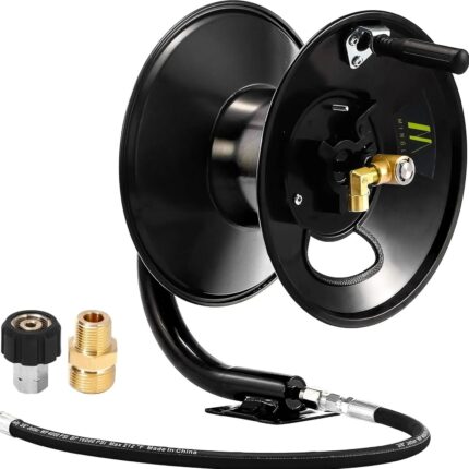 M MINGLE Pressure Washer Hose Reel 100ft with Swivel Arm