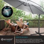 KESSER? Aluminium Cantilever Parasol + Cover Diameter 350 cm and Crank Device Crank Umbrella with Stand UV Protection Aluminium Water-Repellent Canopy 360?? Function Garden Umbrella Market Umbrella