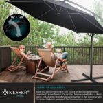 KESSER? Aluminium Cantilever Parasol + Cover Diameter 350 cm and Crank Device Crank Umbrella with Stand UV Protection Aluminium Water-Repellent Canopy 360?? Function Garden Umbrella Market Umbrella