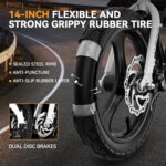 Jasion EB3 Electric Bike Adults 21mph,500W Peak Motor,270Wh Battery,Rear Suspension,3 Levels Assist,14" Folding Ebike for Adults and Teens,Complies to UL2849