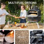 PIZZELLO Large Wood Fired 2-Layer Pizza Ovens with Pizza Stone,Pizza Peel,Grill Grate