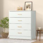 SEGMART White 4-Drawer Wood Dressers for Bedroom