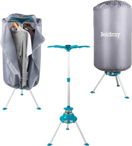 Beldray LA041258 Electric Heated Clothes Airer - 900/1000W Indoor Clothes Dryer,Quick Dry Hot Air Pod With Cover,Holds Up To 10kg Over 6 Arms,6 Timed Heat Settings To Reduce Creases & Drying Time