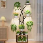 LATIBELL Tall Plant Stand Indoor with Grow Light - 7 Tiered Metal Plant Shelf Indoor