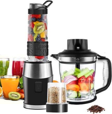 Mixer Smoothie Maker,700 Watt Blender Smoothie Mixer,Multifunctional Smoothie Maker,Meat Chopper,Ice Crusher,Coffee Grinder with 570 ml Sports Bottle,BPA-Free Tritan