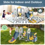 BIERUM 5 in 1 Toddler Slide and Swing Set for Toddlers Age 1-3
