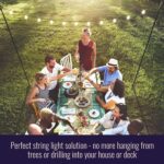 String Light Poles for Outdoors 2 x 9ft Twist Connection Pole to Stay Straight Strong for LED Hanging Solar Bulbs for House Garden Patio Wedding Cafe Party