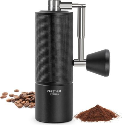 TIMEMORE Chestnut C3s PRO Manual Coffee Grinder,Upgrade Integrated All-Metal Housing,Hand Coffee Grinder with Folding Handle,for Espresso to French Press - Black