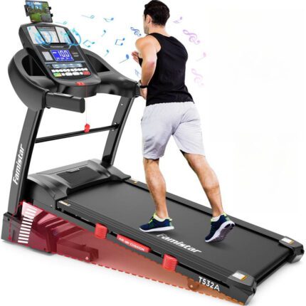 Famistar Folding Treadmill for Home with 15 Levels Auto Incline,300LB Capcity,10MPH Fast Speed Controls