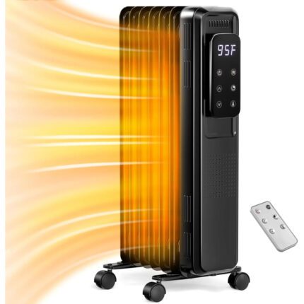 Kismile Radiator Heater,1500W Electric Portable Space Oil Filled Heater with LCD Display