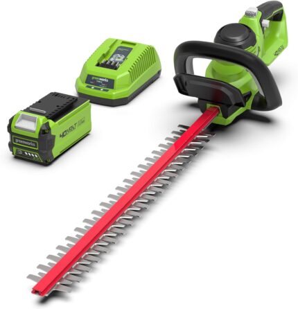 Greenworks G40HT61K2 Cordless Hedge Trimmer,61cm Dual Action Blades,Cuts up to 27mm Thick Branches and Stems,3000spm,40V 2Ah Battery & Charger,3 Year Guarantee