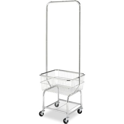 Whitmor Commercial Rolling Laundry Butler with Wire Storage Rack