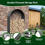 A ANLEOLIFE Galvanized Steel Firewood Storage Shed Outdoor Corrugated Metal Log Rack