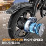 Jasion EB3 Electric Bike Adults 21mph,500W Peak Motor,270Wh Battery,Rear Suspension,3 Levels Assist,14" Folding Ebike for Adults and Teens,Complies to UL2849