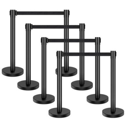 XPCARE 8 Pieces Stanchion Set with 6.6ft/2 m Black Retractable Belt