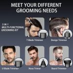 Beard Trimmer for Men - 5 in 1 Kit Electric Razor,Nose Hair Trimmer with LED Display,Cordless Mustache Body Face Grooming Kit,Waterproof Rechargeable Beard Shaver