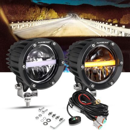Auxbeam 4In Round LED Offroad Lights 2PCS,110W Round LED Pods Auxiliary Driving Light