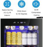 Beverage Refrigerator Cooler120 Can Mini Fridge Glass Door for Soda Beer Wine Stainless Steel Glass Door Small Drink Dispenser Machine Digital Display for Home,Office Bar,45cuft