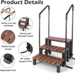 Hot tub Steps with handrails 550 LB Load Capacity above Ground Stairs Pool Steps Three Steps hot tub Steps with Railing RV Steps with Handrails Outdoor Spa Bathtub Step Ladder with Handrails