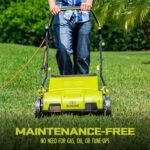 AJ805E 15-Inch 13-Amp Electric Dethatcher and Scarifier w/Removeable 13.2-Gal Collection Bag, 5-Position Height Adjustment, Airboost Technology Increases Lawn Health, Green