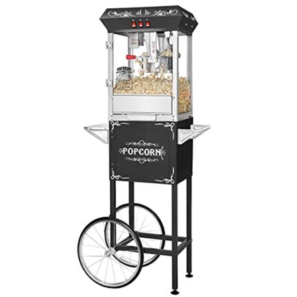 Great Northern Popcorn Black 8 oz Ounce Foundation Vintage Style Popcorn Machine and Cart
