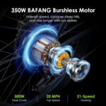 Adult Electric Bike,350W BAFANG Motor (500W Peak),4A 3H Fast Charging,468Wh Li-Ion Battery,21 Speed Gears,Air Saddle,45 Miles 20 MPH 26" Mountain Bike Electric Bike