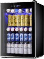 Beverage Refrigerator Cooler120 Can Mini Fridge Glass Door for Soda Beer Wine Stainless Steel Glass Door Small Drink Dispenser Machine Digital Display for Home,Office Bar,45cuft