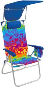 Beach HiBoy 17 Extended Seat Height Folding Beach Chair with Sun Shade Canopy Cover