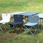 Camping Folding Table and Chairs Set,Aluminum Egg Roll Table with Easy Carrying Bag for Indoor,Outdoor,Camping,Picnic,Backyard,Set 5 Piece and Camping Table for 4 Person,White.