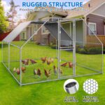Dextrus Chicken Run Coop 13.1 x 9.8 x 6.4 ft Large Metal Chicken Coop Spire Shaped,Walk-in Hen Cage,Outdoor Poultry Cage with Waterproof Cover and Wire Mesh for Backyard,Yard Outdoor
