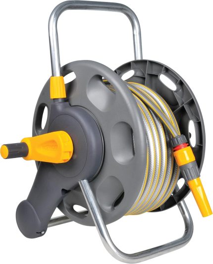 HOZELOCK - Hose Reel 50m 2in1 : Hose Reel (50m Max Capacity),Free-standing or Wall-mounted,with Lightweight,Robust Main Body for Durability and Flexibility of Use: Ready to Use [2477R0000]