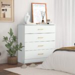 SEGMART White 4-Drawer Wood Dressers for Bedroom