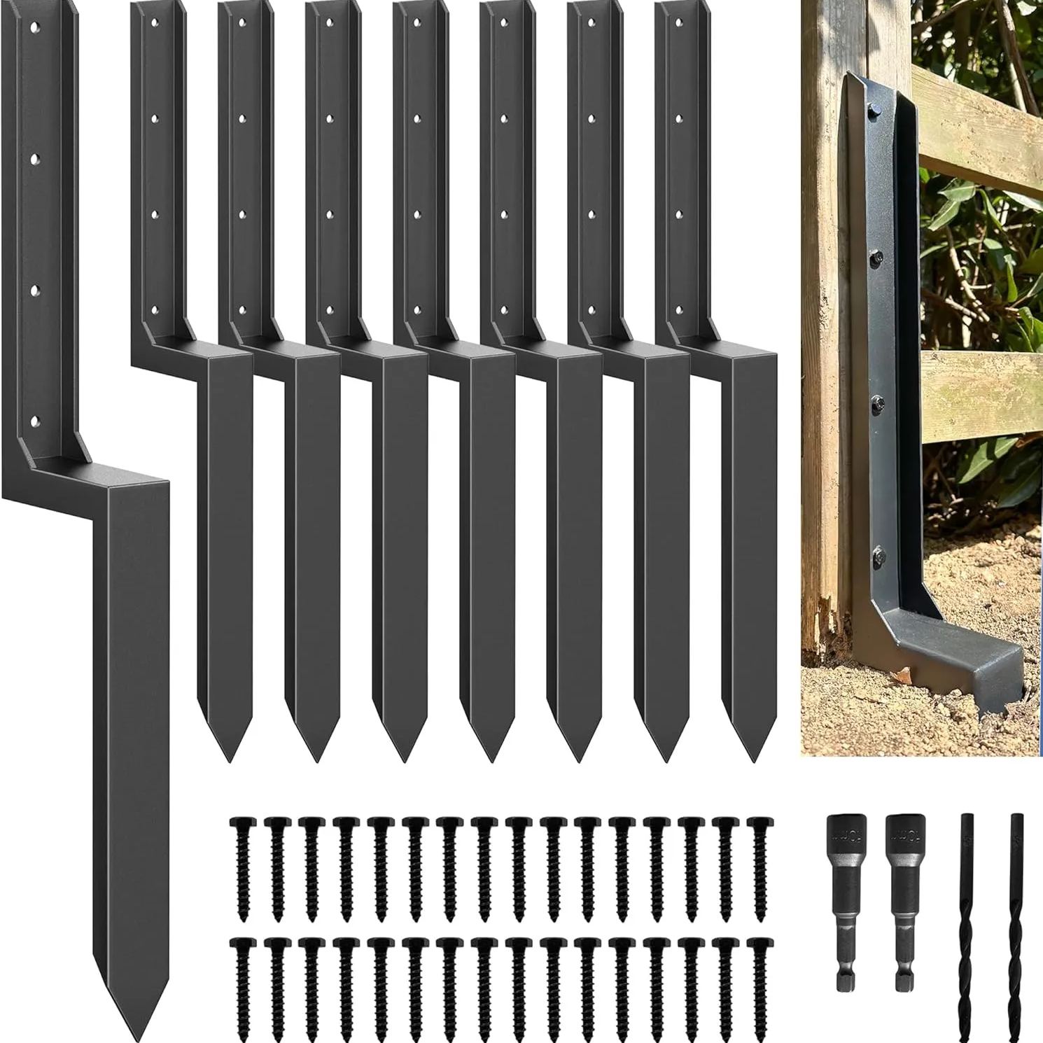 Arksoldier Thickened Fence Post Anchor Kit,Anchors Ground Spikes Mender Arksoldier Thickened Fence Post Anchor Kit,Anchors Ground Spikes Mender