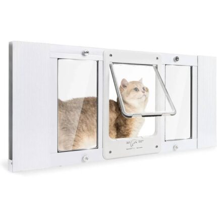 Petoasis Pet Door for Window,Adjustable Width,Four Locking Mechanisms