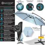 KESSER? Aluminium Cantilever Parasol + Cover Diameter 350 cm and Crank Device Crank Umbrella with Stand UV Protection Aluminium Water-Repellent Canopy 360?? Function Garden Umbrella Market Umbrella