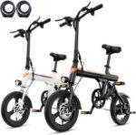 Jasion EB3 Electric Bike Adults 21mph,500W Peak Motor,270Wh Battery,Rear Suspension,3 Levels Assist,14" Folding Ebike for Adults and Teens,Complies to UL2849