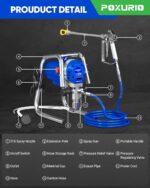 POXURIO 1200W Airless Paint Sprayer,3300PSI High Efficiency Electric Paint Sprayer
