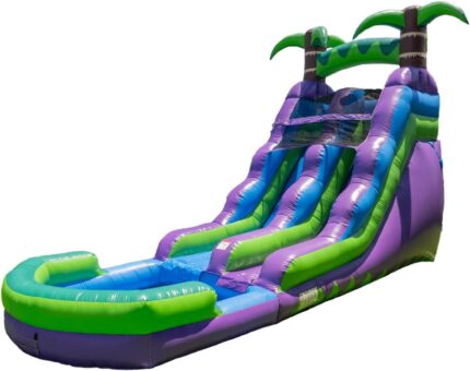 HeroKiddo 16' Purple Tropical Lightweight Premium Commercial Grade Water Slide Inflatable with Attached Pool for Kids and Adults (with Blower),Wet Dry Use,Summer Fun
