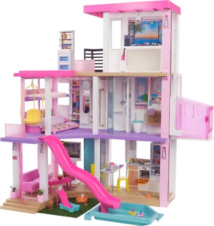 Barbie DreamHouse 375ft Dollhouse with Pool,Slide,Elevator,Lights Sounds,New for 2021