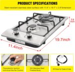 Forimo 12 Inch Stainless Steel Gas Stove Top Dual Fuel Easy to Clean