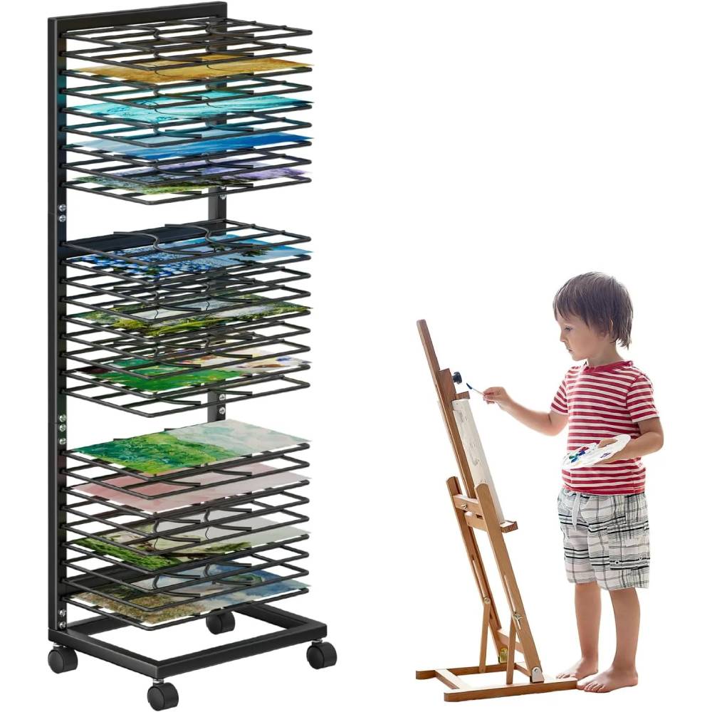 WISIMMALL Art Drying Rack,Paint Drying Rack with 27 Removable Shelves,Lockable Wheels WISIMMALL Art Drying Rack,Paint Drying Rack with 27 Removable Shelves,Lockable Wheels