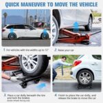 KEDSUM Car Dolly Set of 4 with 2 Brake Wheels + 2 Swivel Wheels