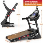 Famistar Folding Treadmill for Home with 15 Levels Auto Incline,300LB Capcity,10MPH Fast Speed Controls