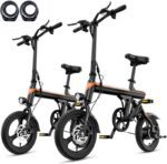 Jasion EB3 Electric Bike Adults 21mph,500W Peak Motor,270Wh Battery,Rear Suspension,3 Levels Assist,14" Folding Ebike for Adults and Teens,Complies to UL2849