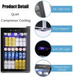 Beverage Refrigerator Cooler120 Can Mini Fridge Glass Door for Soda Beer Wine Stainless Steel Glass Door Small Drink Dispenser Machine Digital Display for Home,Office Bar,45cuft