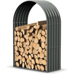 A ANLEOLIFE Galvanized Steel Firewood Storage Shed Outdoor Corrugated Metal Log Rack
