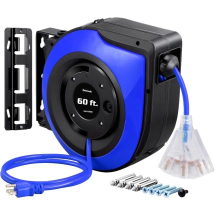 DEWENWILS Retractable Cord Reel,60FT Heavy Duty Extension Cord